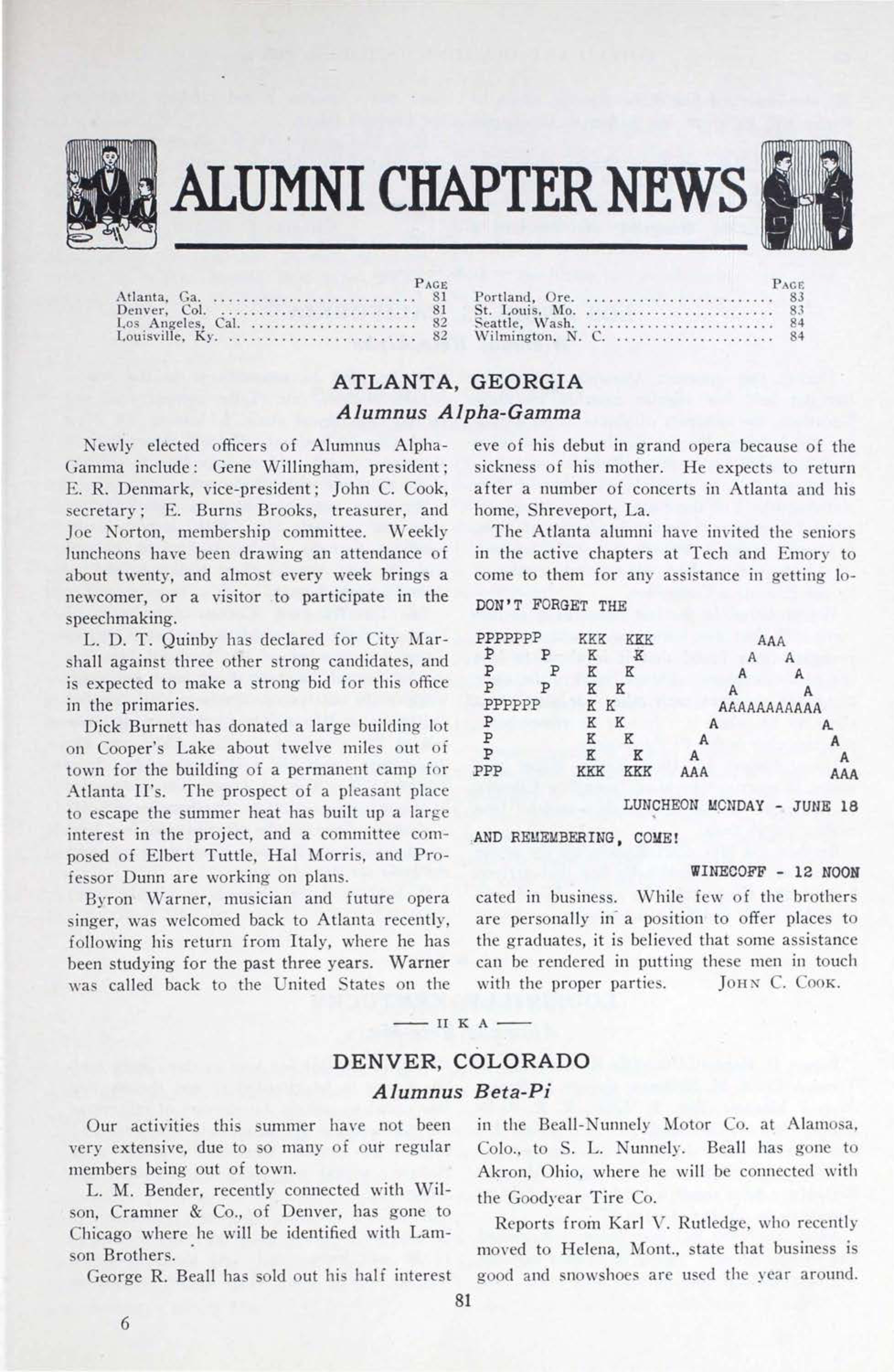 Alumni Chapter News, October 1928